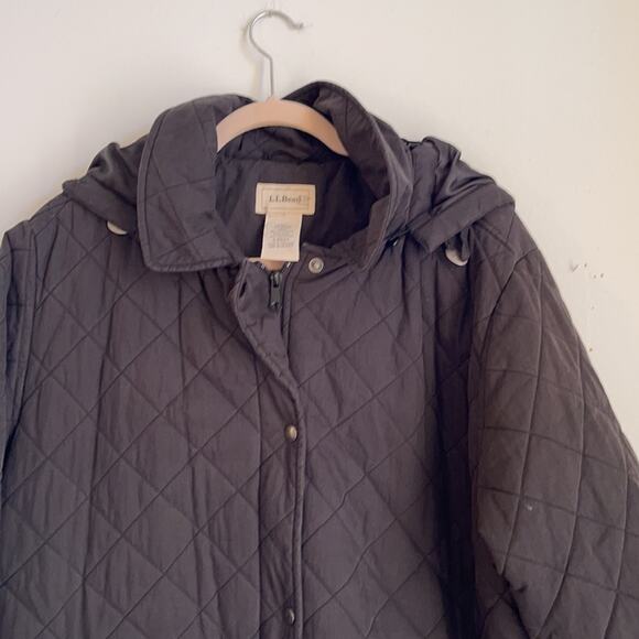 Vintage L. L. Bean Thermore quilted insulated removable hood longline coat sz 24 - Picture 2 of 9